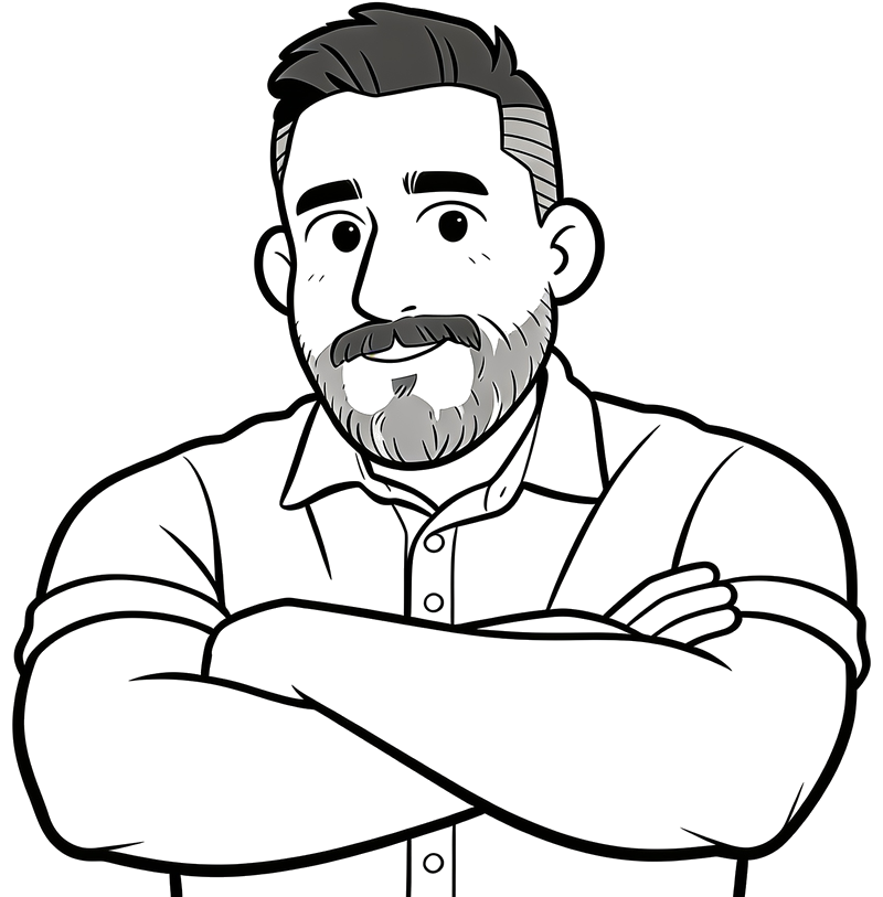 Cartoon portrait of Chris Oswald