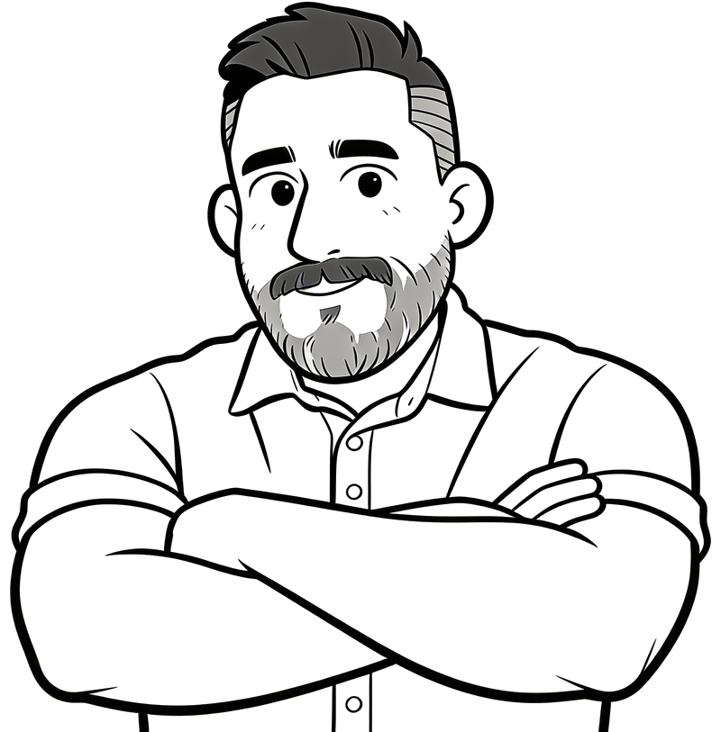 Cartoon portrait of Chris Oswald